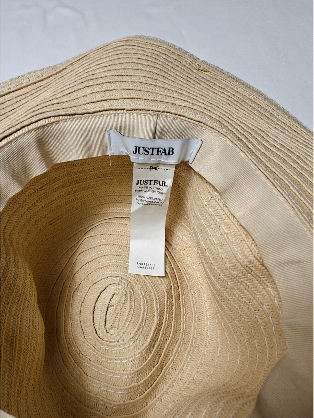 Lot Of 3 Womens Wide Brim Sun Hat White Raffia Raffia Fabric Beige Summer - Picture 3 of 8